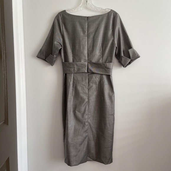 VINTAGE YSL SILK COTTON RARE PREPPY OFFICE ACADEMIA V NECK WRAP COCKTAIL DRESS - Picture 5 of 11